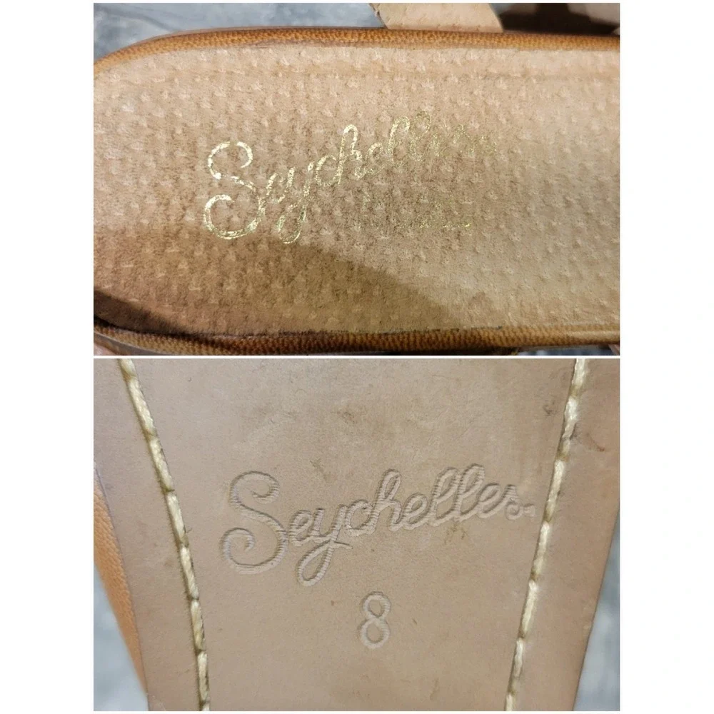 Seychelles Leather Sandals Tan Ankle Strap O-Ring Block Heel‎ Size 8